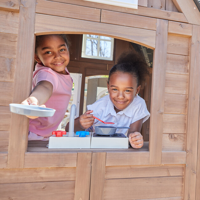 Timberwood Wooden Outdoor Playhouse with Kitchen and Barn Doors - Playhouses - 6