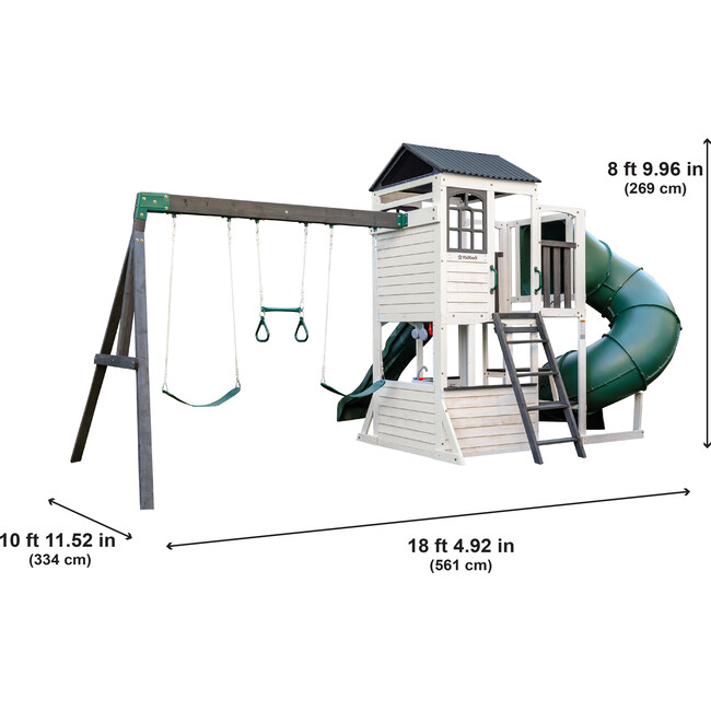 Wrangler Way Wooden Swing Set / Playset with Playhouse, 2 Slides and 3 Swings - Outdoor Games - 7