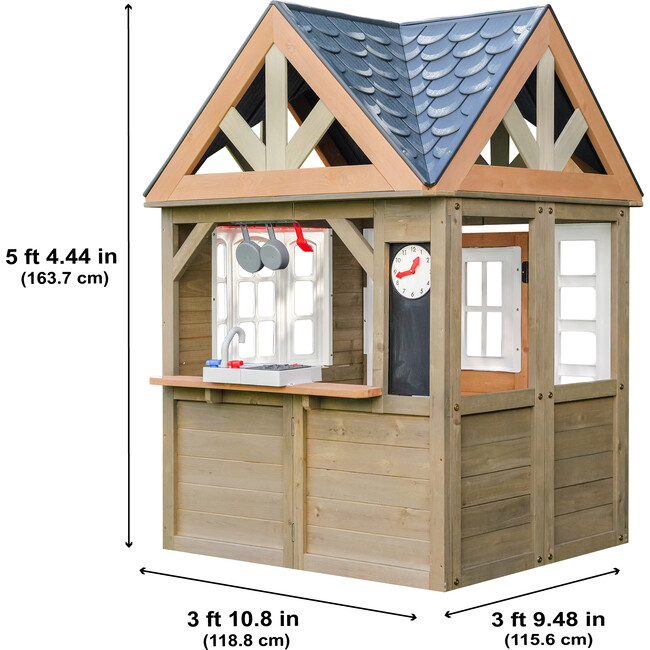 Greystone Wooden Outdoor Playhouse with Kitchen and Working Doorbell - Playhouses - 7