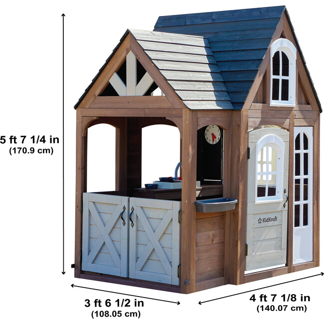 Timberwood Wooden Outdoor Playhouse with Kitchen and Barn Doors - Playhouses - 7