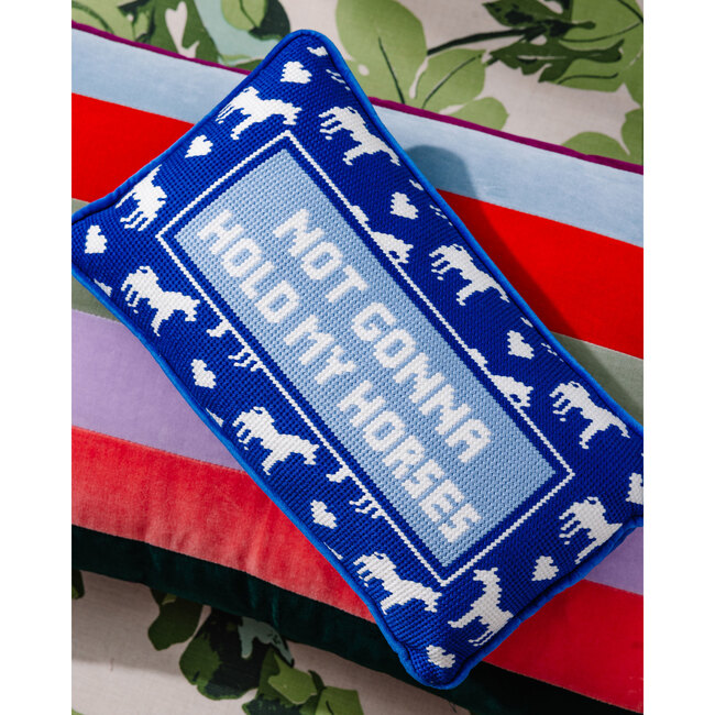 Hold My Horses Needlepoint Pillow - Decorative Pillows - 4