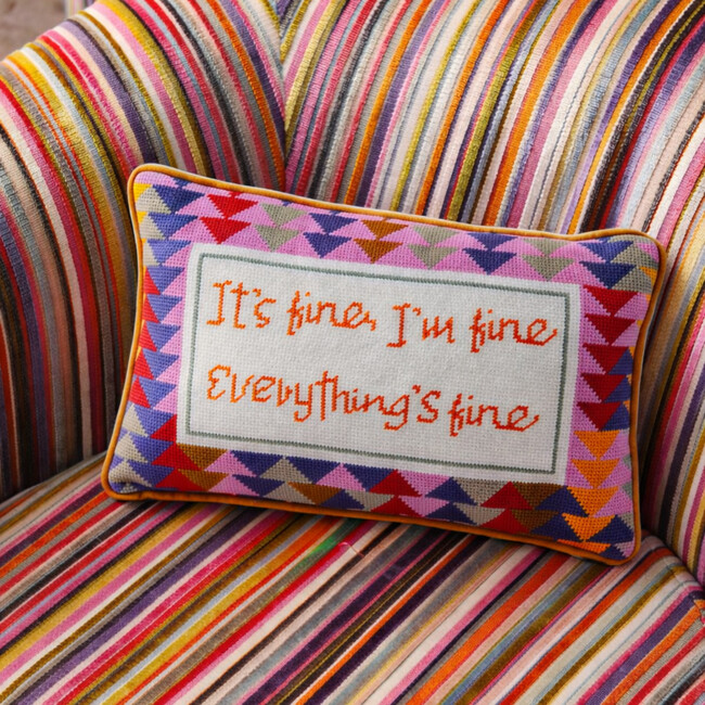 Everything's Fine Needlepoint Pillow - Decorative Pillows - 3