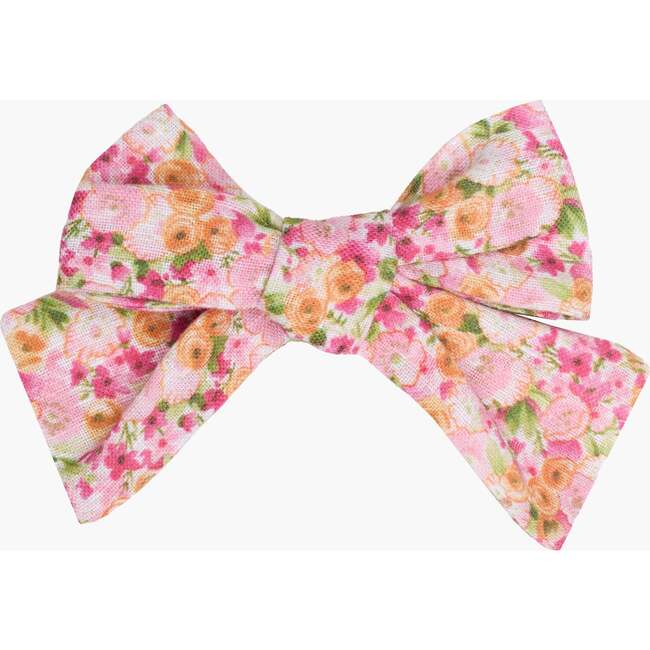 Linen Flower Pink Bow Clip