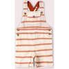 Vintage Red Stripe Dungaree Shorts, Red - Overalls - 1 - thumbnail