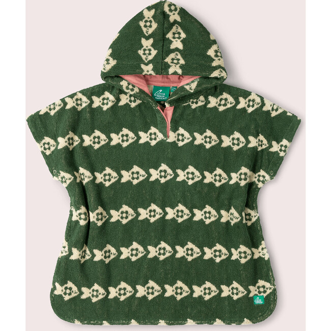 Swimming Fish Baby Towel Poncho, Green