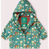 Turquoise Birds Recycled Waterproof Raincoat, Turquoise - Raincoats - 1 - thumbnail