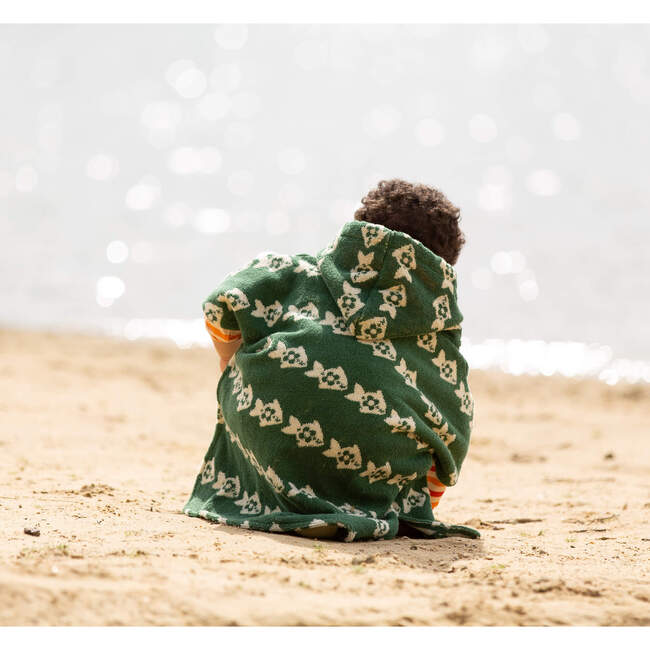 Swimming Fish Baby Towel Poncho, Green - Beach Towels - 3