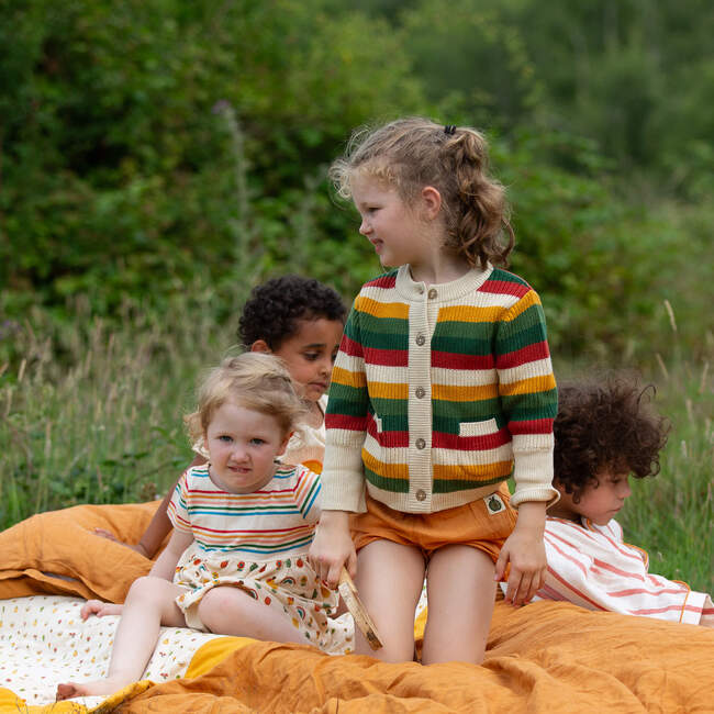 Spring Rainbow Knitted Snuggly Cardigan, Multi