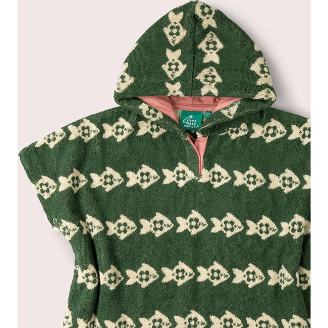 Swimming Fish Baby Towel Poncho, Green - Beach Towels - 4