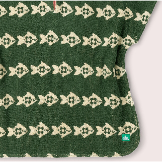 Swimming Fish Baby Towel Poncho, Green - Beach Towels - 5