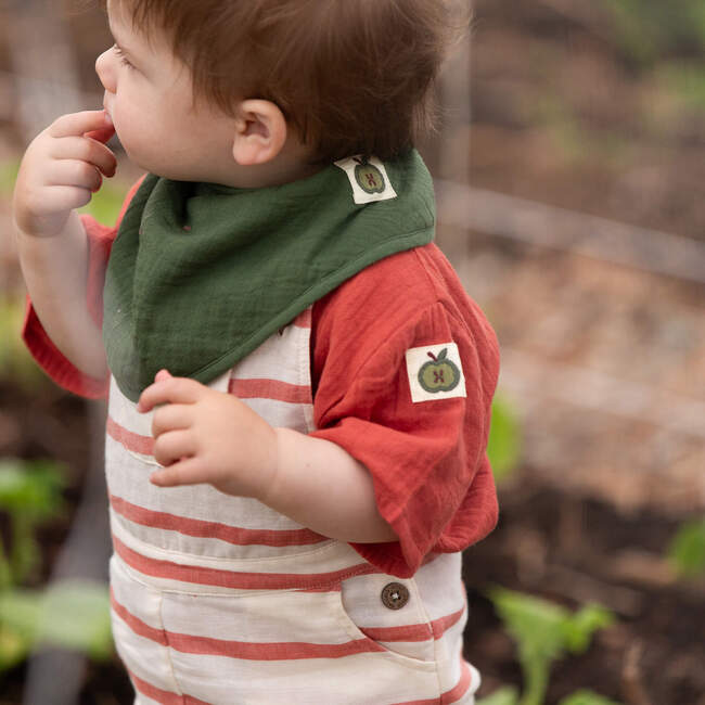 Vintage Red Stripe Dungaree Shorts, Red - Overalls - 4