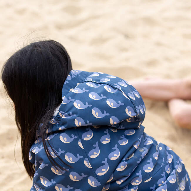 Singing Whales Recycled Waterproof Robe, Blue