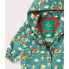 Turquoise Birds Recycled Waterproof Raincoat, Turquoise - Raincoats - 5