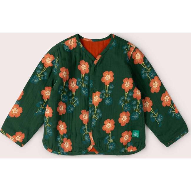 Orange Blooms Reversible Spring Jacket, Green