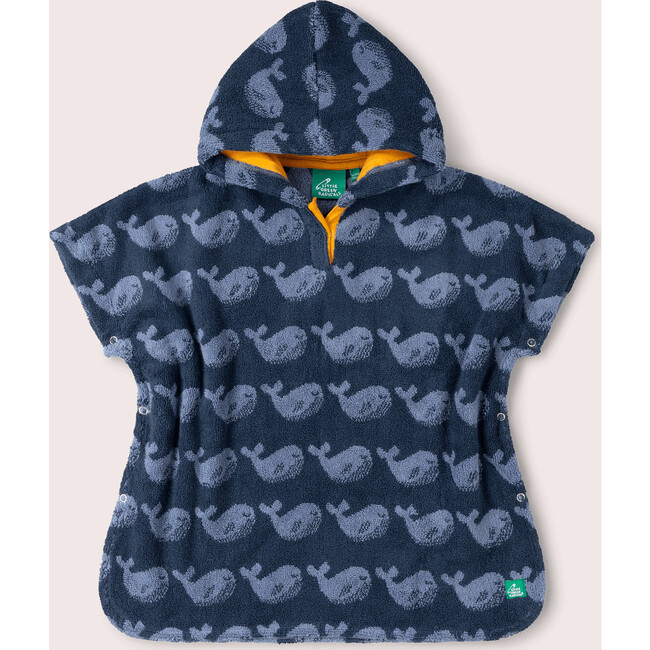 Singing Whales Baby Towel Poncho, Blue