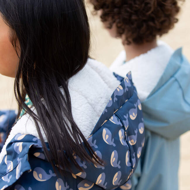 Singing Whales Recycled Waterproof Robe, Blue - Jackets - 3