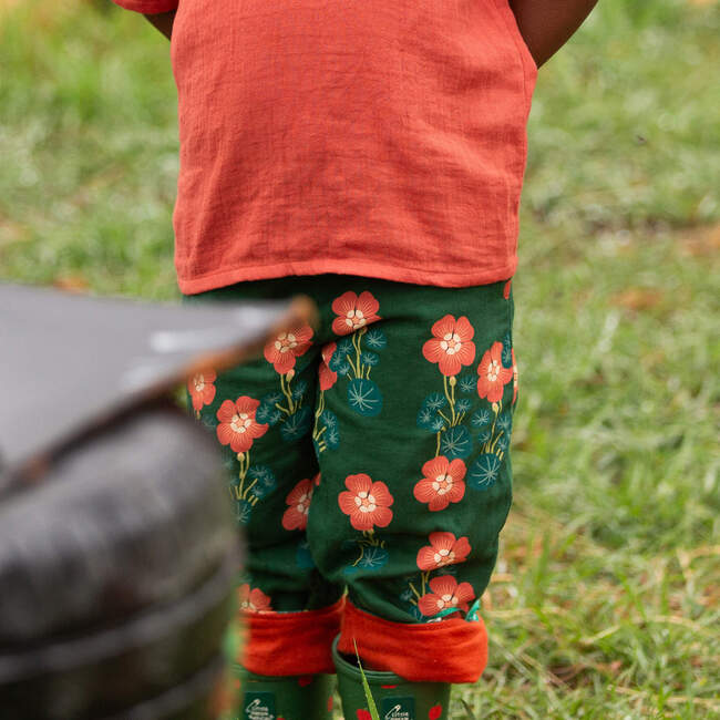 Orange Blooms Reversible Pull On Trousers, Green