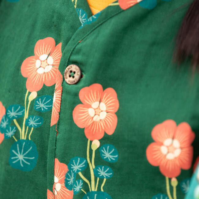 Orange Blooms Spring Gilet, Green - Vests - 3