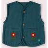 Navy Embroidered Flowers Spring Gilet, Blue - Vests - 1 - thumbnail