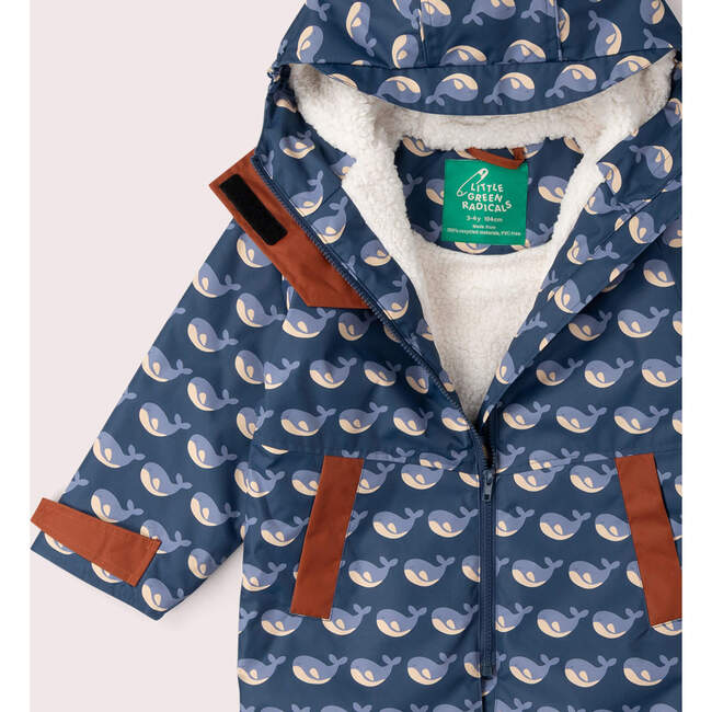 Singing Whales Recycled Waterproof Robe, Blue - Jackets - 4