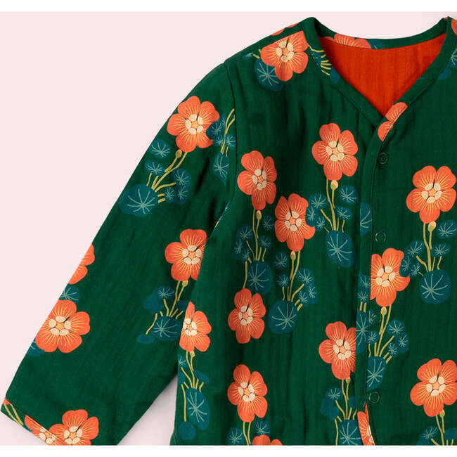 Orange Blooms Reversible Spring Jacket, Green - Jackets - 4