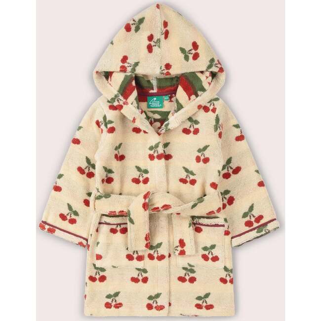 Little Cherries Towelling Robe, Cream