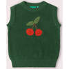 Little Cherry Knitted Pullover, Green - Vests - 1 - thumbnail