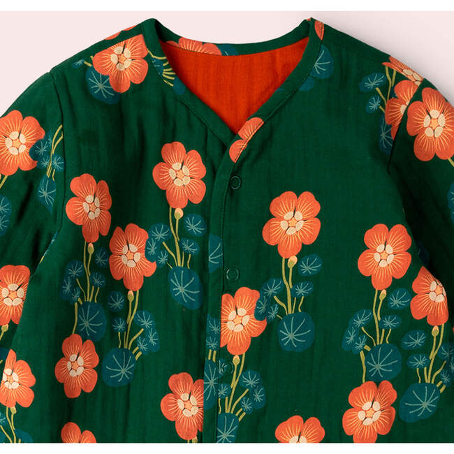 Orange Blooms Reversible Spring Jacket, Green - Jackets - 5