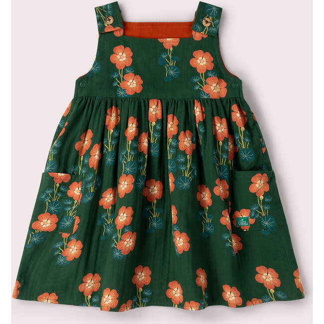 Orange Blooms Reversible Pinny Dress, Green