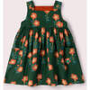 Orange Blooms Reversible Pinny Dress, Green - Dresses - 1 - thumbnail