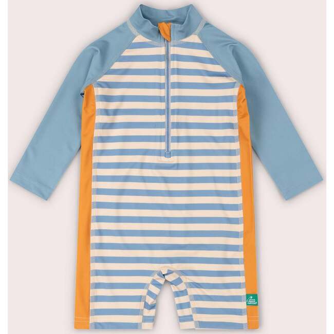 Hazy Blue Striped UPF 50 Recycled Sunsafe Sunsuit, Blue
