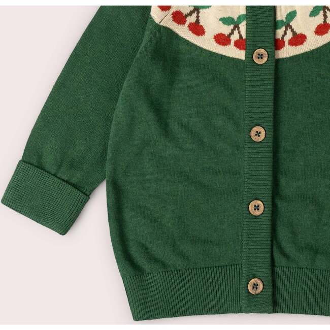 Little Cherry Knitted Cardigan Green - Cardigans - 3