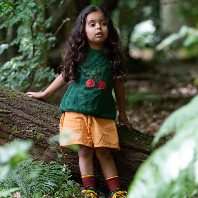 Little Cherry Knitted Pullover, Green - Vests - 3