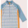 Hazy Blue Striped UPF 50 Recycled Sunsafe Sunsuit, Blue - One Pieces - 2 - thumbnail