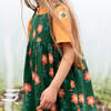 Orange Blooms Reversible Pinny Dress, Green - Dresses - 3 - thumbnail