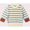Hazy Blue Striped Knitted Jumper, Blue - Sweaters - 1 - thumbnail