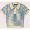 Hazy Blue Short Sleeve Knitted Top, Blue - Polo Shirts - 1 - thumbnail