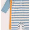 Hazy Blue Striped UPF 50 Recycled Sunsafe Sunsuit, Blue - One Pieces - 3 - thumbnail