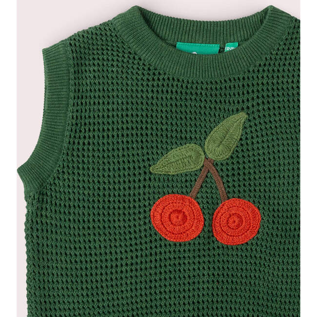 Little Cherry Knitted Pullover, Green - Vests - 4