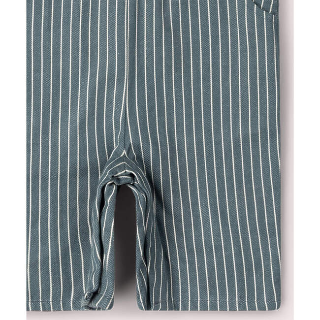 Navy Striped Dungaree Shorts, Navy - Overalls - 4