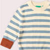 Hazy Blue Striped Knitted Jumper, Blue - Sweaters - 2