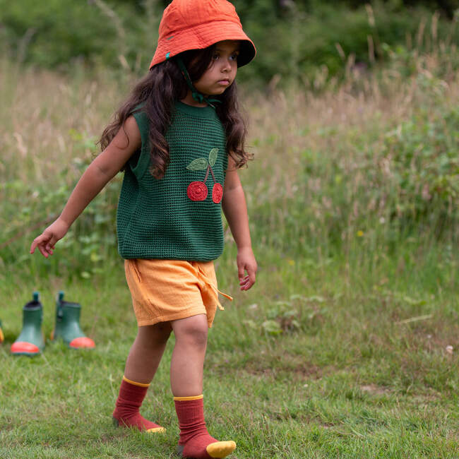 Little Cherry Knitted Pullover, Green - Vests - 5