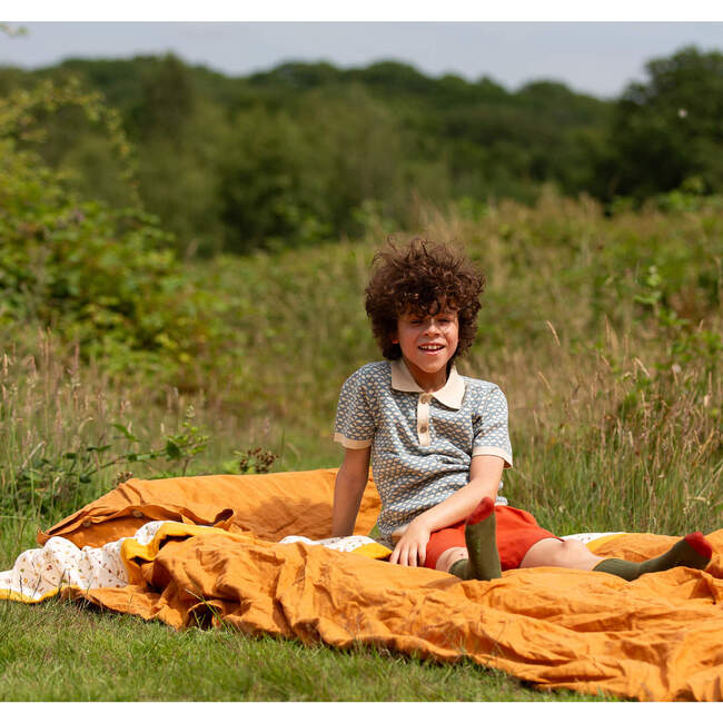 Hazy Blue Short Sleeve Knitted Top, Blue - Polo Shirts - 3