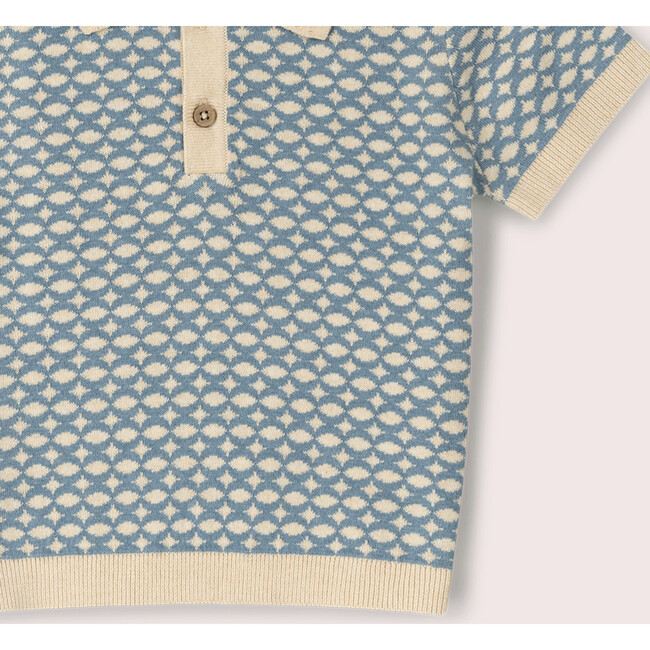Hazy Blue Short Sleeve Knitted Top, Blue - Polo Shirts - 5