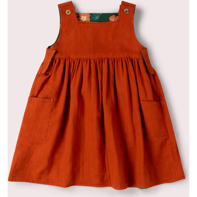 Orange Blooms Reversible Pinny Dress, Green - Dresses - 6