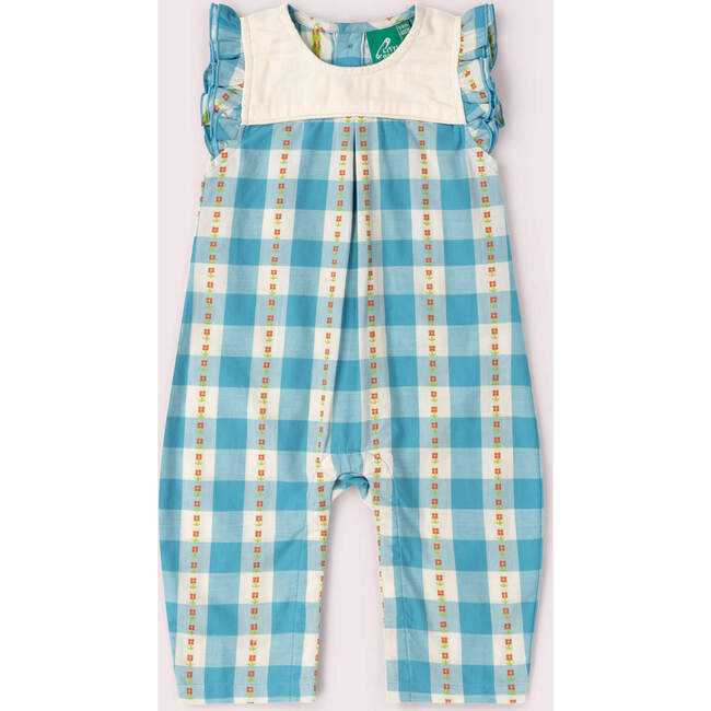 Blue Flowers Frill Summer Romper, Blue