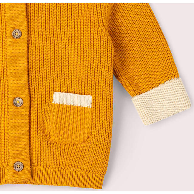 Golden Ochre Snuggly Knitted Cardigan, Gold - Cardigans - 3