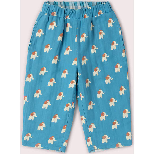 Blue Elephants Reversible Pull On Trousers, Blue