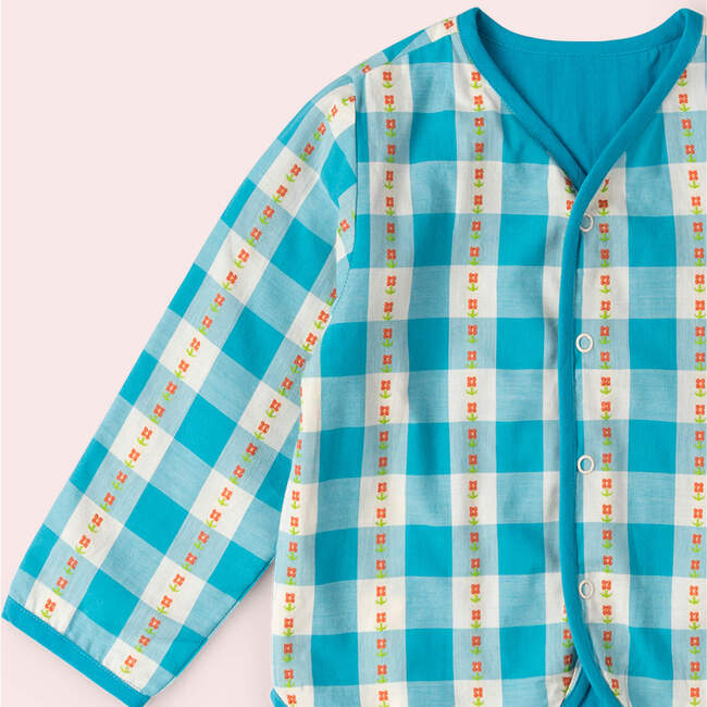 Blue Flowers Reversible Spring Jacket, Blue