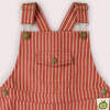 Burnt Ochre Striped Dungaree Shorts, Red - Overalls - 2 - thumbnail